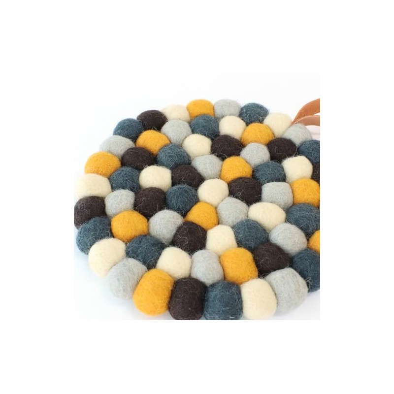 Trivet Felt Ball Yellow Gray