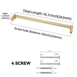 BUKOBYHE 10 Pack 10 Inch(254mm) Brushed Gold Kitchen Cabinet Handles Knurled Cabinet Pulls Gold Drawer Pulls Kitchen Hardware