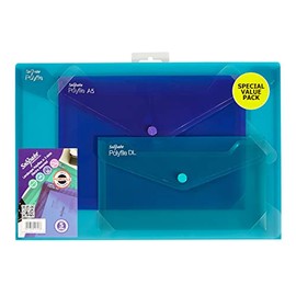 Snopake Landscape Polyfile Electra Assorted Set [Pack of 3] Popper/Document Wallet with Press Stud Closure [15776]