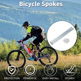 TUCKBOLD Bicycle Spokes Bike Wheel Spokes Silver Tone Nipple 1 Set 14G 253mm Length Carbon Steel Galvanized
