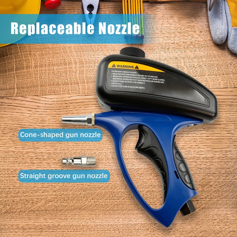 Flylin Pneumatic Sand Blaster, Portable Hand Held ABS Abrasive Sand