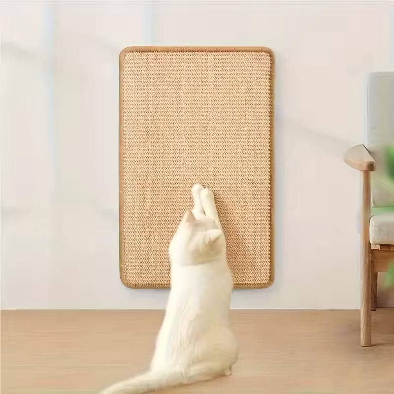 Durable Wall-Mounted Sisal Cat Scratcher Pad, Space-Saving Scratch Mat for