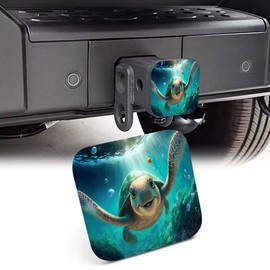 NITAHHHY 2" Trailer Hitch Cover,Cute Turtle Smiling Under The Sea Rubber Towing Hitch Tube Cover Hitch for Men Women, Sturdy Receivers Plug Accessories for Pickups Trucks Cars