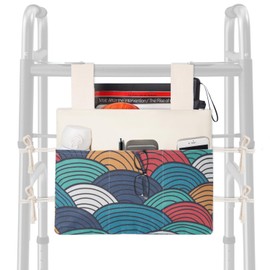 TOGETRUE Walker Bag, Handy Walker Basket with Water Cup Holder, Walker Storage Accessories Bag for Folding Walker, Wheelchairs, Strollers, 15"x11.5" (Color Arc)