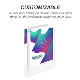 Samsill Durable 3 Ring Binder Made in the USA, 1-Inch Round Ring Binder, Holds 200 Sheets, Customizable Clear View Cover, White, Pack of 4 (‎MP48437)