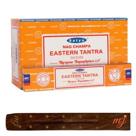 Original Satya Nag Champa Eastern Tantra Incense Sticks | with M&J incense sticks holder | Full Box | for Aromatherapy, Spa, Yoga, Weddings, Meditation, Healing, Positivity and Relaxation