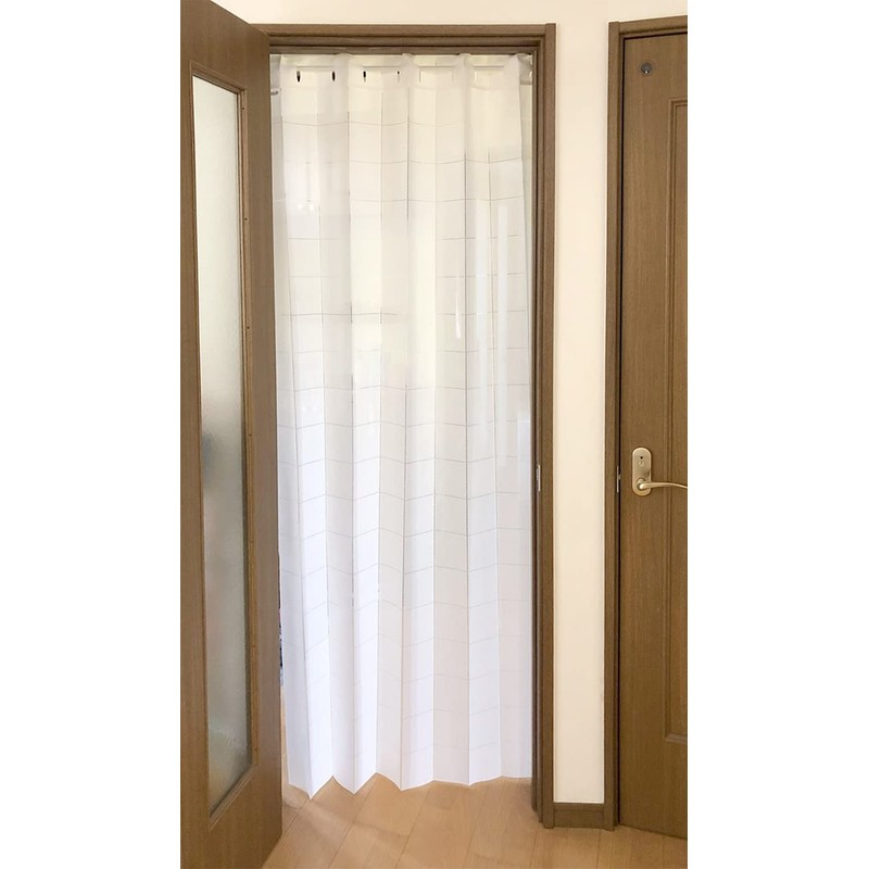 Flameproof Treatment, Accordion Curtain, Solid, White, Room Divider, Noren, Long