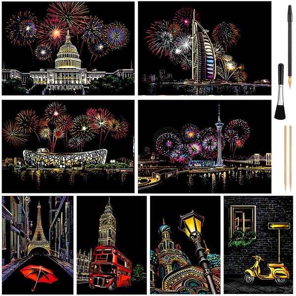 Scratch Art for Kids & Adult, Rainbow Engraving Painting Landscape