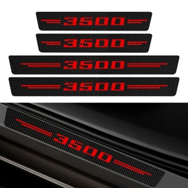 Car Door Sill Protector for RAM 3500, 4Pcs Reflective Carbon Fibre Car Scuff Plate Sticker Car Door Edge Guards Door Entry Guard Auto Accessories (Red)