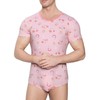 Landofgenie Mens Onesie Short Sleeve Bodysuit Print Rompers One Piece