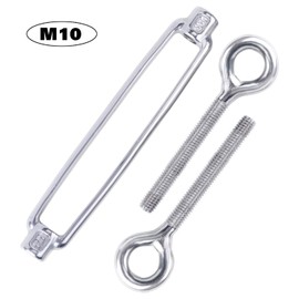WiMas Pack of 2 M10 Adjustable Turnbuckles Wire Tensioner, 304 Stainless Steel Turnbuckle Eyes and Eyes Set, Wire Rope OO Tension