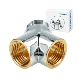 tecuro 2-way distributor Y-distributor fork piece for outlet valves tap on all sides 1/2 inch brass CW617N according to drinking water regulation chrome-plated 4699912