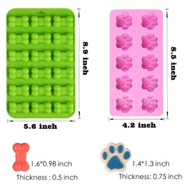 WMKGG Puppy Dog Paw and Bone Silicone Molds, Set of 5 Food Grade Baking Molds for Chocolate, Candy, Jelly, Ice Cube, Dog Treats, Biscuits