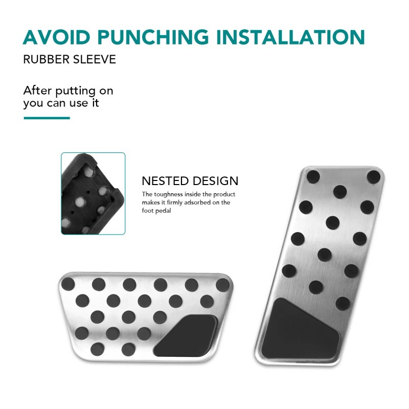 SHENKENUO Silver No Drilling Gas Brake Foot Pedal Cover AT