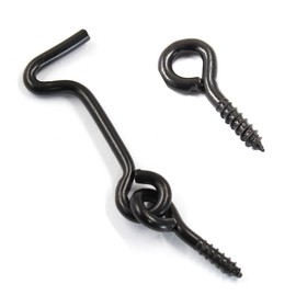 Uenhoy 5 Pcs Cabin Hook and Eye Latch 2 Inch Gate Door Swivel Window Latch Hook with Mounting Screws, Black