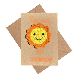 Sunflower Birthday Card, Crochet You Are My Sunshine Greeting Card with Envelope,Knitted Birthday Card for Daughter Son Granddaughter Girlfriend Boyfriend Bestie (sunshine)