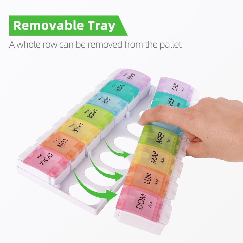 Spanish Pill Organizer 7 Weekly Two Times per Day AM