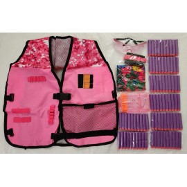 Tactical Kids Tactical Vest Kit For Nerf Guns N-Strike Elite Series & 80-Bullets Pink