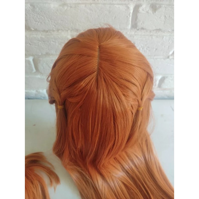 Caracterización Luna Peluca Asuka Langley Evangelion Cosplay Naranja Con Clips