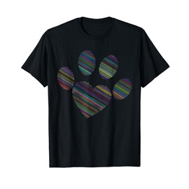 Colorful Paw Print Heart Cat Dog Lovers Graphic T-Shirt