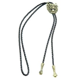 Asian Chinese Dragon Bronze Plated Western Leather Bolo Neck Tie