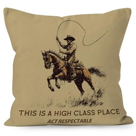 Liosei Vintage Western Cowboy Decorative Throw Pillow Cover, Western Home Room Decor, Rustic Country Southwestern Cowboy Riding Horse Pillow Covers for Home Room Bed Sofa Decor, 18x18 Inch
