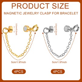 8pcs Magnetic Bracelet Clasps and Closures, Magnet Necklace Clasp Bracelet Clasp Extender for Jewelry Bracelet Necklace Making Accessories