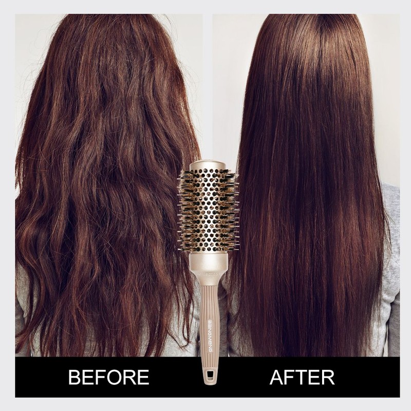 BANGMENG Round Brush Blow Out with Boar Bristles, Nano Thermal