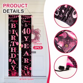 Happy 30th Birthday Door Banner Black Pink 30th Birthday Party Decorations, 30th Birthday Porch Hanging Banner Door Decorations for Women Men 30 Year Old Garden Indoor Outdoor Black Pink