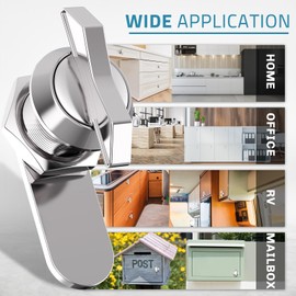 PAULINN 5/8 Inch Thumb Operated Offset Cam Lock Latch for Cabinet Mailbox Drawer RV Compartment Camper Storage DoorLatch, 5 Packs, Keyless Twist,100% Metal, Chrome-Finish Zinc Alloy,Non-Locking