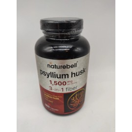 NatureBell Psyllium Husk Capsules 1500mg, 360 Ct 3 in 1 Fiber Inulin Chia 05/25
