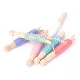 Pwshymi 10pcs Wooden Spools Embroidery Cross Stitch Thread Wool Winding Storage Rods Sewing Accessory Wooden Spools for Crafts Otros productos de costura y Bordado