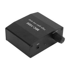 Microphone Amplifier Microphone Audio Amplifier High Gain 1000x Amplifier ALC Auto Level Control Interface 3.5mm Anti-Interference Microphone Amplifier Accessories Aluminum Alloy Shell Portable Amplifier