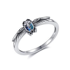 VENACOLY Egyptian Ring 925 Sterling Silver Scarab Beetle Ring Egyptian Jewellery for Men Women Mom