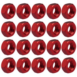 Yaruijia Hex Nut M2 M3 M4 M5 M6 Aluminum Alloy Lock Nut Full Screw Thread Bolt Cap for Drone, Toy, Model, DIY Part Pack of 20 (Red, M5)