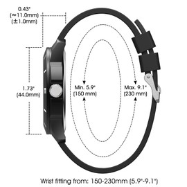 NBONAL Sport Field Watch for Men Black Tactical Watch 50M Waterproof 24 Hour Military Luminous Dial Casual Quartz Wristwatch (NB-232-1) Black Band, Black band, 44.0mm, Sport watch