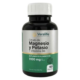VeraLife | Suplemento Alimenticio con Citrato de Magnesio y Potasio con B6 – 60 Capsulas | Suplemento Nutricional con Magnesio y Potasio | Multivitami