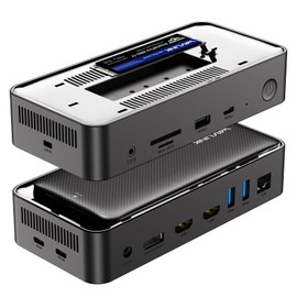 WAVLINK Laptop Docking Station 3 Monitors(Max Resolution: Single 8K or Triple 4K), 12-1 USB C Hub with 10Gbps M.2 PCIe/SATA SSD Enclosure, 2*HDMI + DP, 100W PD, for MacBook Pro/Air Mac mini M1–M4