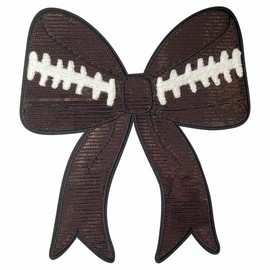 11.9 inch Bow Football Iron On Patches,Large Sequin Football Patches Iron On,Football Patch,Sports Iron On Patches for Clothes Jackets Dress T-Shirt