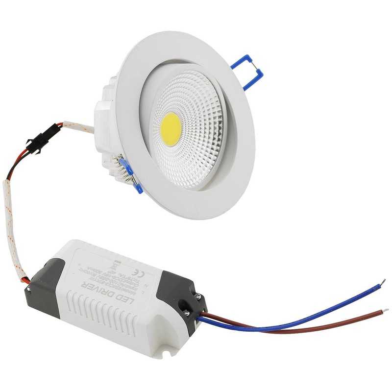 COB LED Recessed Luminaire "- 7" White 7W 450lm Warm