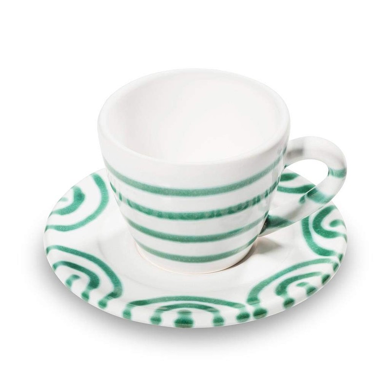 Gmundner Keramik Manufaktur 0100STES01SET Grüngeflammt Espresso for you Gourmet,