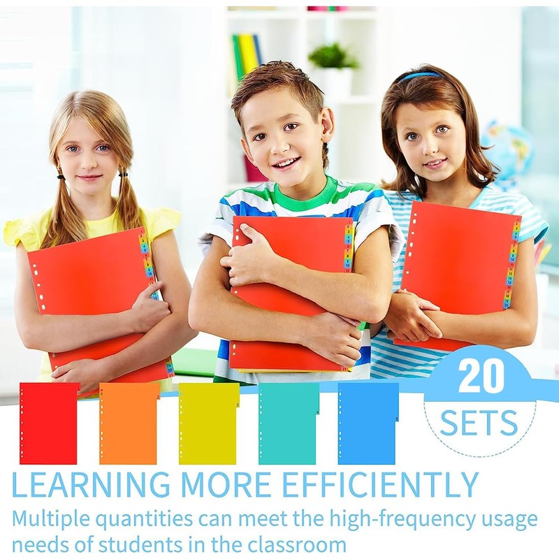 SJBAUTYO 20 Folder Dividers, Part Index for A4 Folders, Suitable