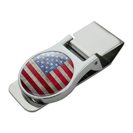 GRAPHICS & MORE Rustic American Flag Wood Grain Design Satin Chrome Plated Metal Money Clip