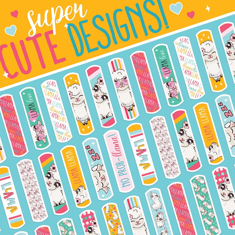 Llama Kids Bandages, 100 ct | Wear Like Stickers, Adhesive