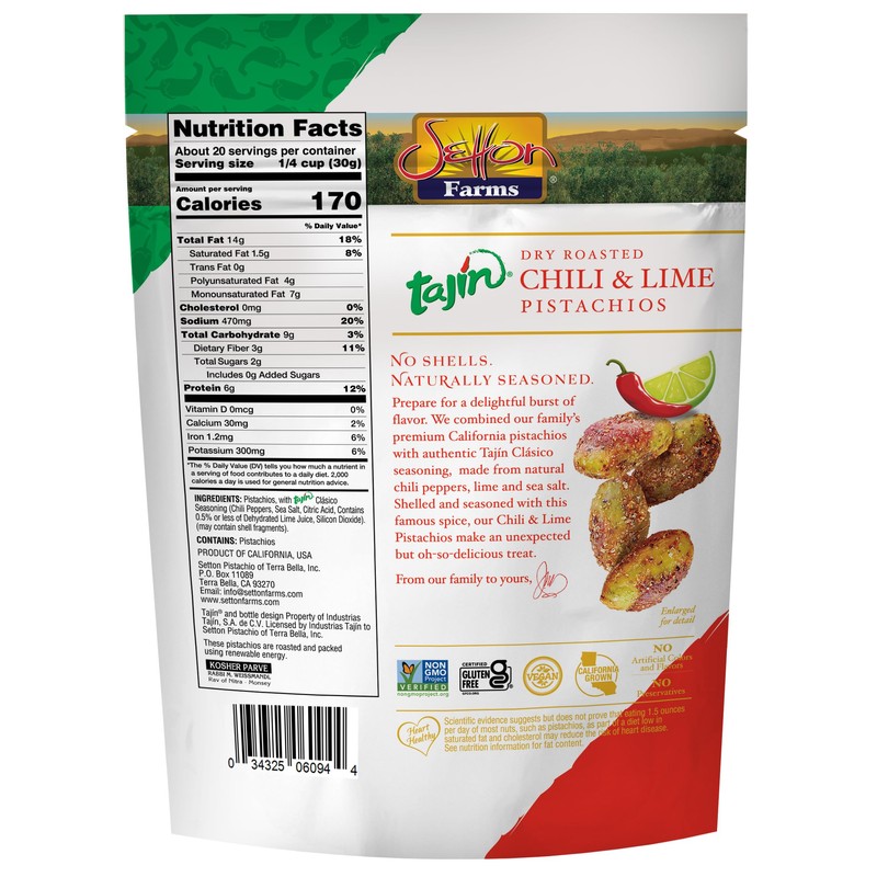 Pistachios Tajin Clasico Chile Lime Seasoned | No Shells |