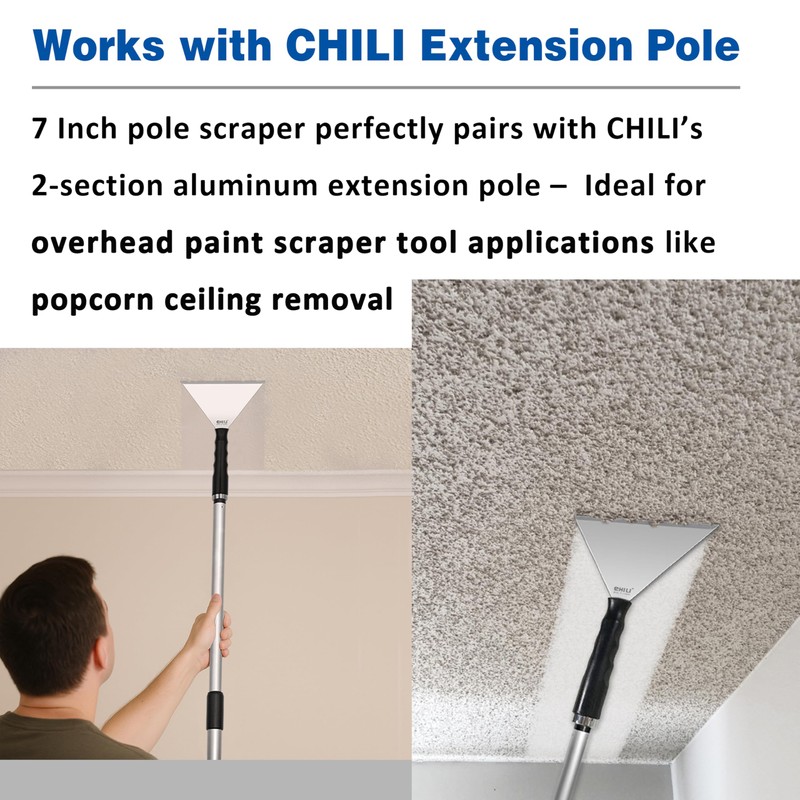 CHILI TOOLS 7 Inch Stainless Steel Pole Scraper -1.8mm Heavy