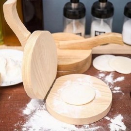 Cyrank Wooden Dough Pressing Tool, Wooden Tortilla Press Manual Dough Presser Dumpling Skin Maker Wood Dumpling Skin Presser Home Dumpling Skin Making Kitchen Tool