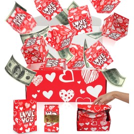 NefosLeuki Surprise Gift Box Explosion for Money,Valentines Pop-Up Explosion Gifts Box,Folding Bounce Box for Valentine's Day,Birthday,Anniversary(Red-20 Bounces)