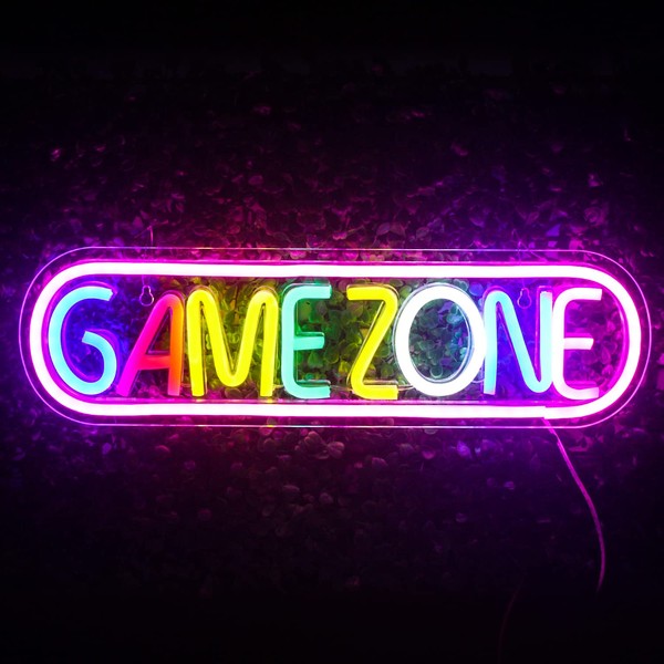 wanxing Game Zone Neon Signs Gamer LED Neon Light Gaming Zone Neon Sign for Game Room Decor,Play Area, Man Cave,Pub, Gift for Teens, Friends, Boys (Colorful)