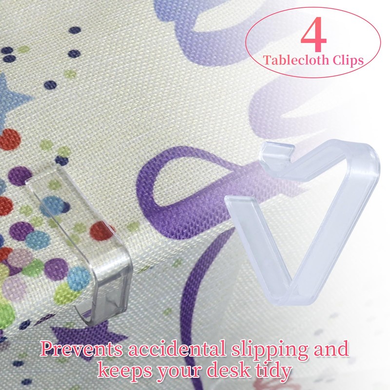 Birthday Table Runner, Colourful Dot Birthday Tablecloth with 4 Tablecloth